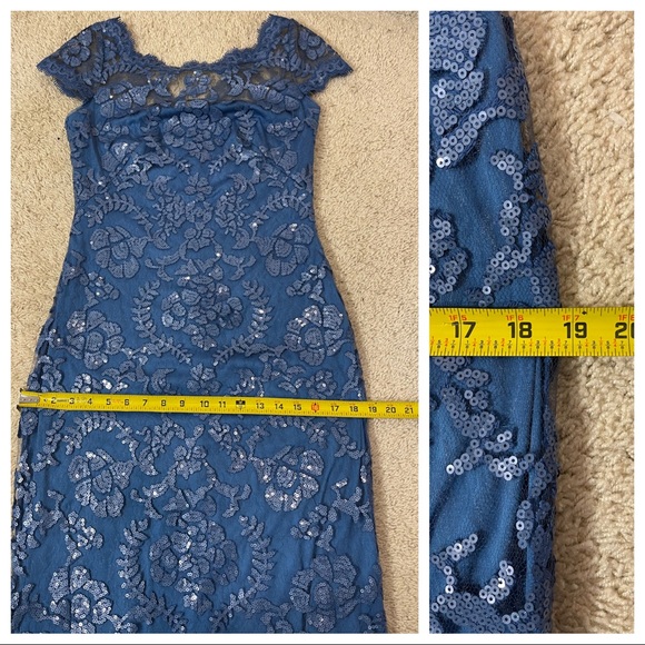 Tadashi Shoji PAILLETTE EMBROIDERED LACE CAP SLEEVE GOWN - Picture 10 of 10